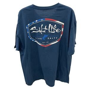 Salt Life Men's XL Amerishield Red White Blue Fishinf Pocket Graphic T-shirt
